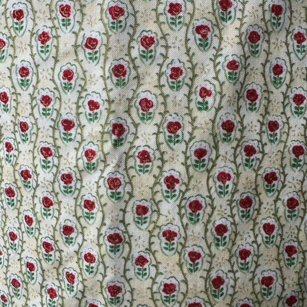 Holiday in Paris Red Green Floral Decor Cotton Fabric Accents